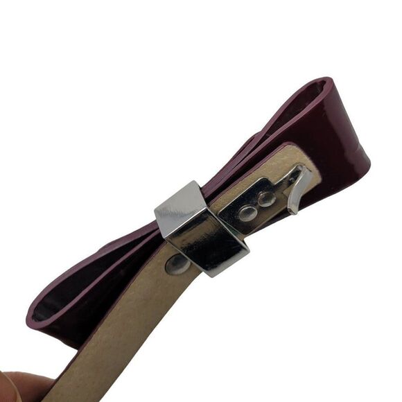 WHBM Adjustable Bow Buckle Cincher Belt M/L Oxblood Wine Maroon Croc Embossed - Picture 9 of 12